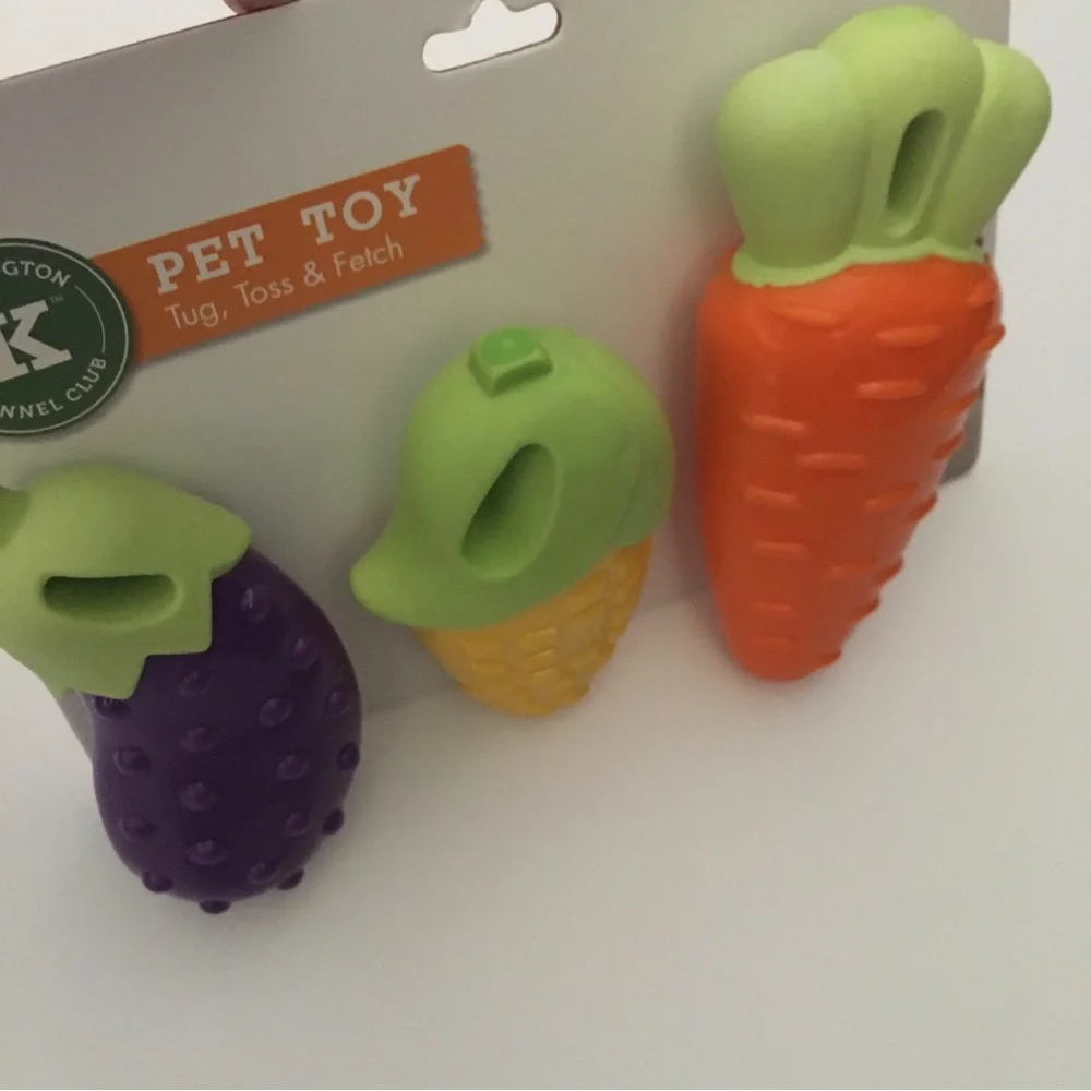 Dog Toys Set of 3 Veggies Durable Chewers NEW Kensington Kennel Club